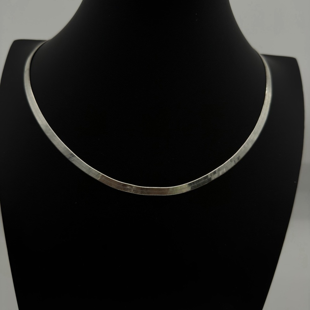 VTG 925 ITALY Sterling Silver Flat Herringbone Chain Necklace 20" 1/4 Inch 15 Gr